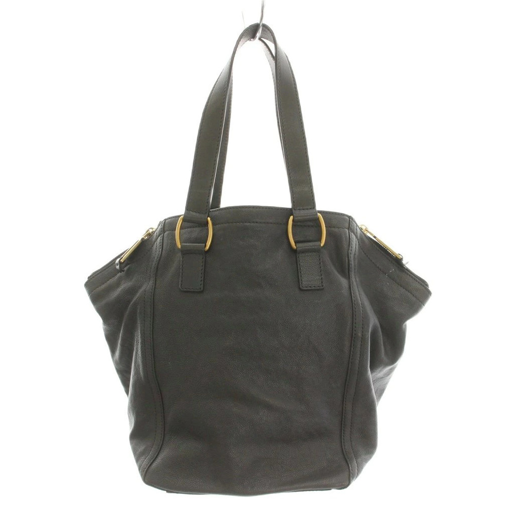 Saint Laurent Yves Rive Gauche Downtown Tote Bag Leather Black